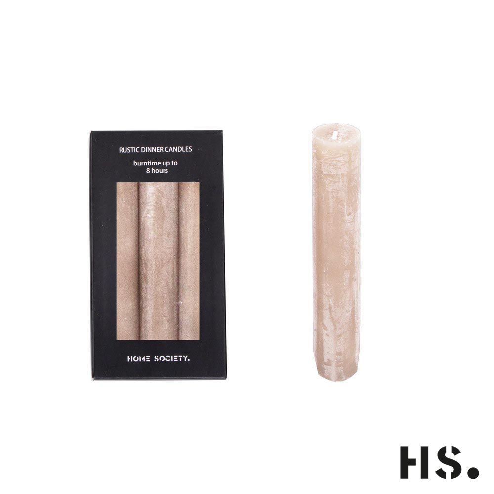 Rustic Dinner Candle S braun 6 Stück