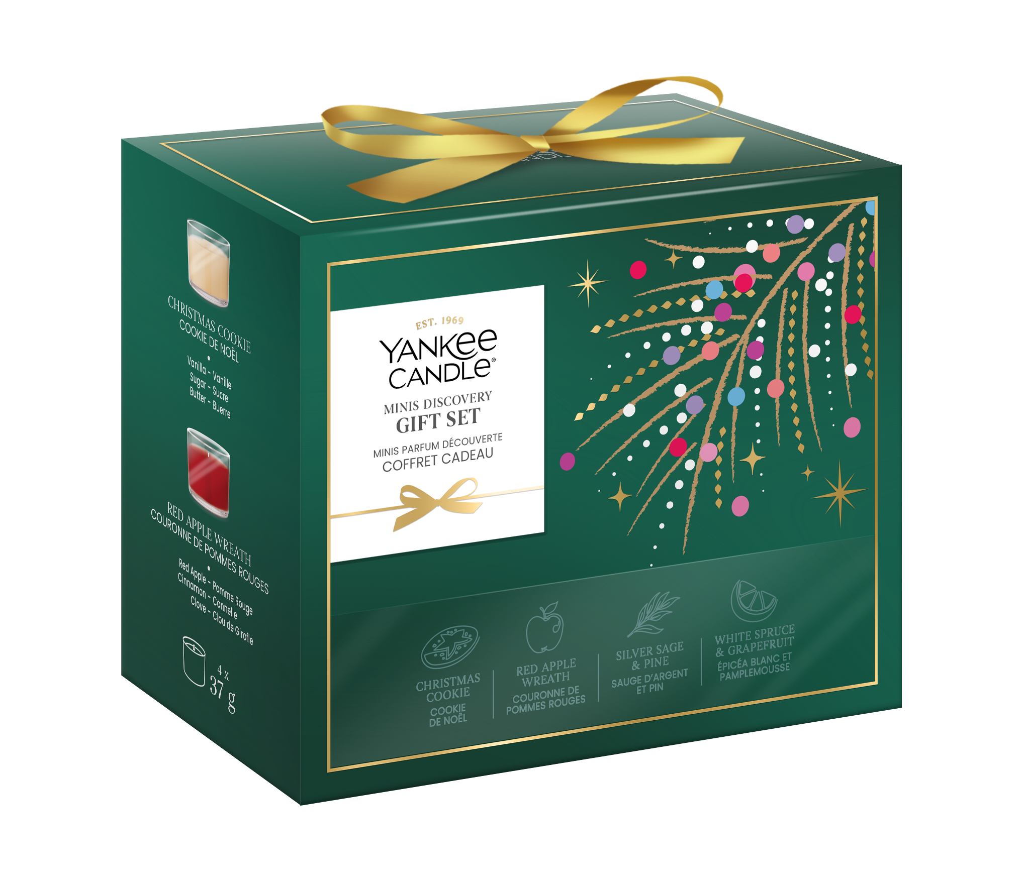 gift set, kerze, festlich, grüne box, dekoration