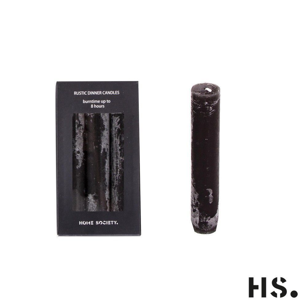 Rustic Dinner Candle S schwarz 6 Stück