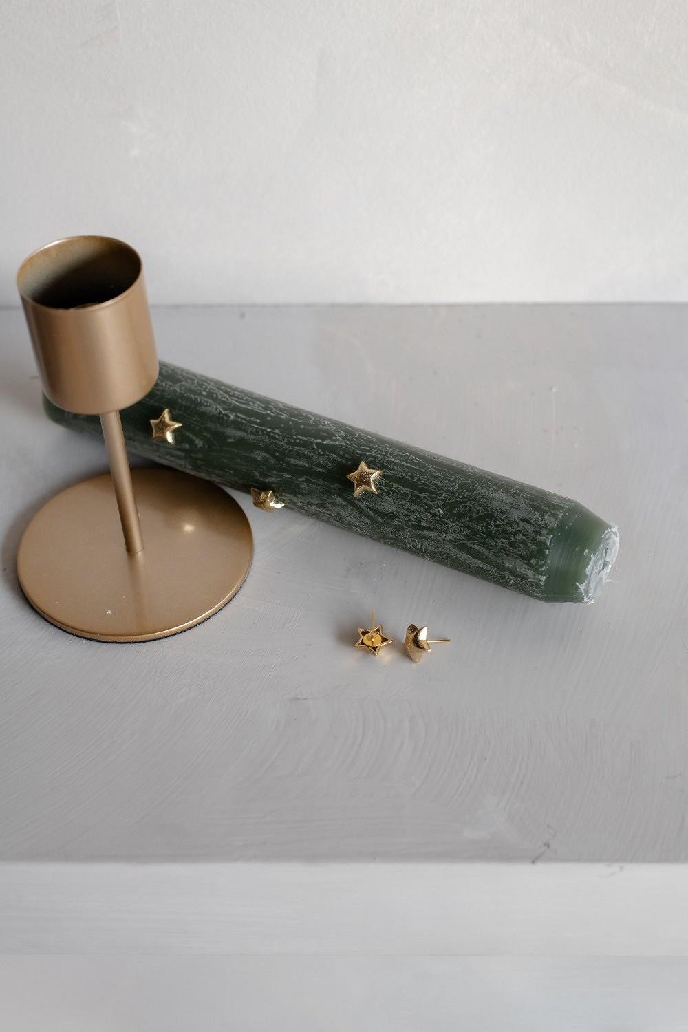 Deko Candle Pin Set Star 6 St. Kandelaber, Grün, Wachsduftstab, Star-Muster, Stumpenkerze