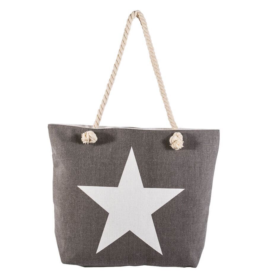 Shopping-Tasche-02 Shopping-Tasche Grau mit Stern 002