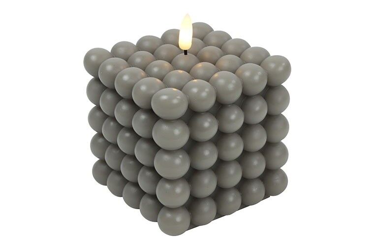 LED Bubble Kerze Lyon L grau 12cm Kerze