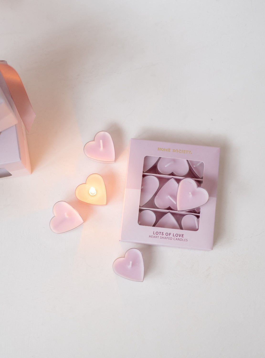 Kerze Love Hearts flieder 9 Stück