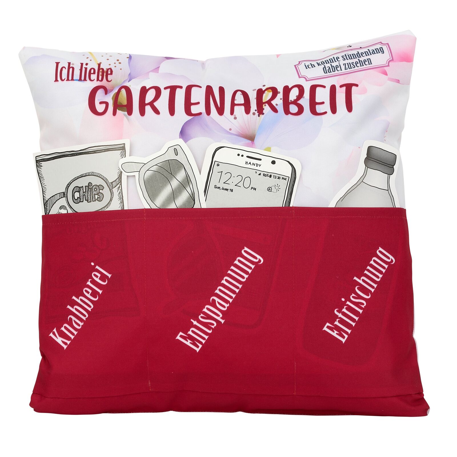 8758 Outdoor Kissen mit Taschen - Ich liebe Gartenarbeit