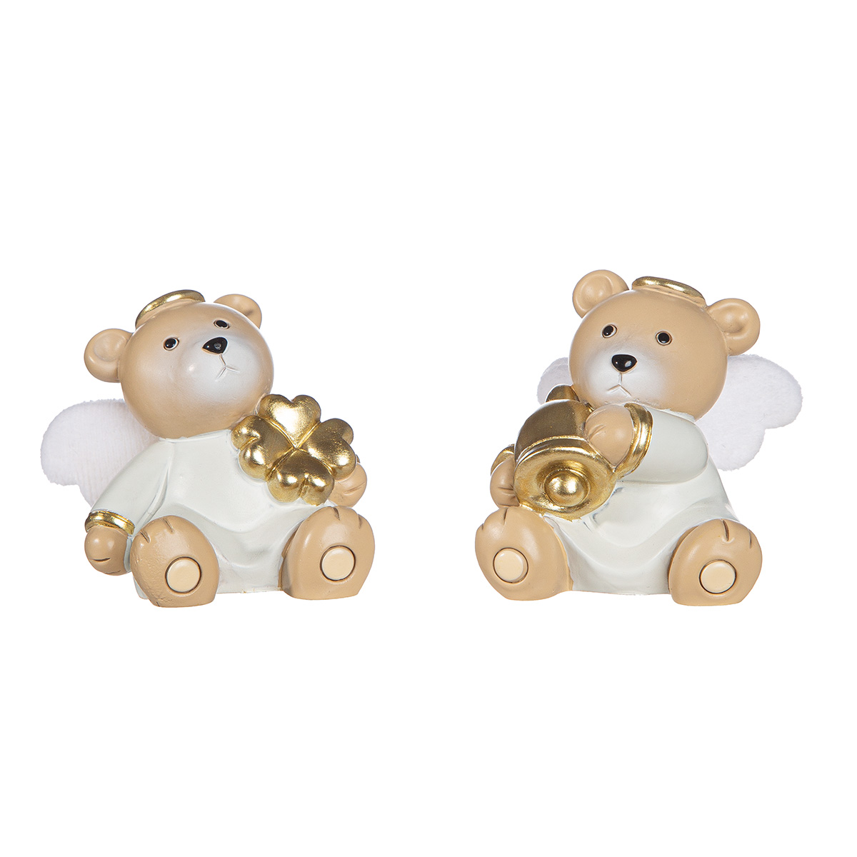 Teddybären, Engel, Figur, Kuscheltier, Gold, Weiß