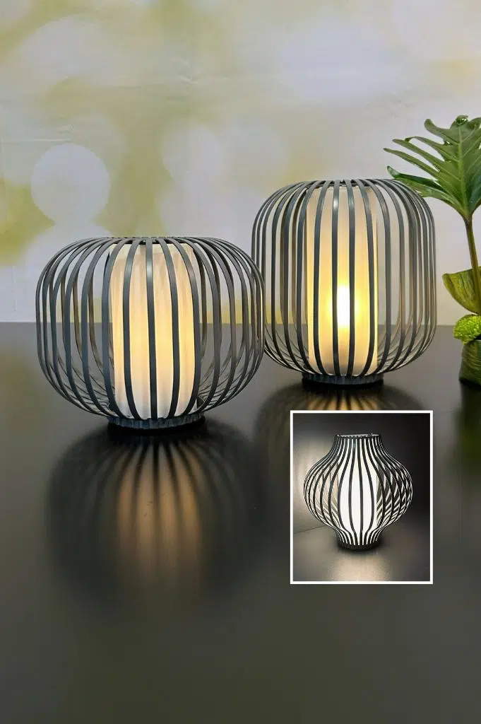 Lampe Atrani LED Metall grau gewölbt