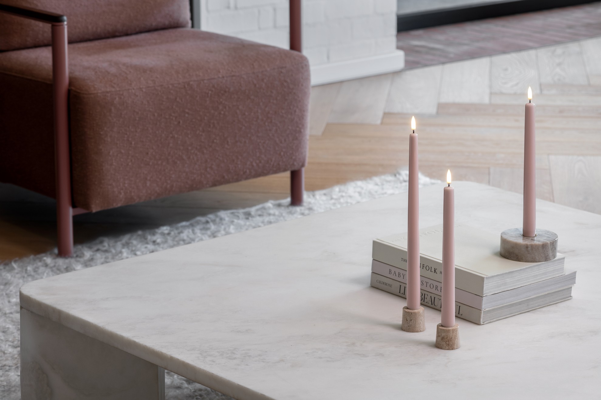 Uyuni LED Tafelkerze 25cm Rose Powder 2 Stück