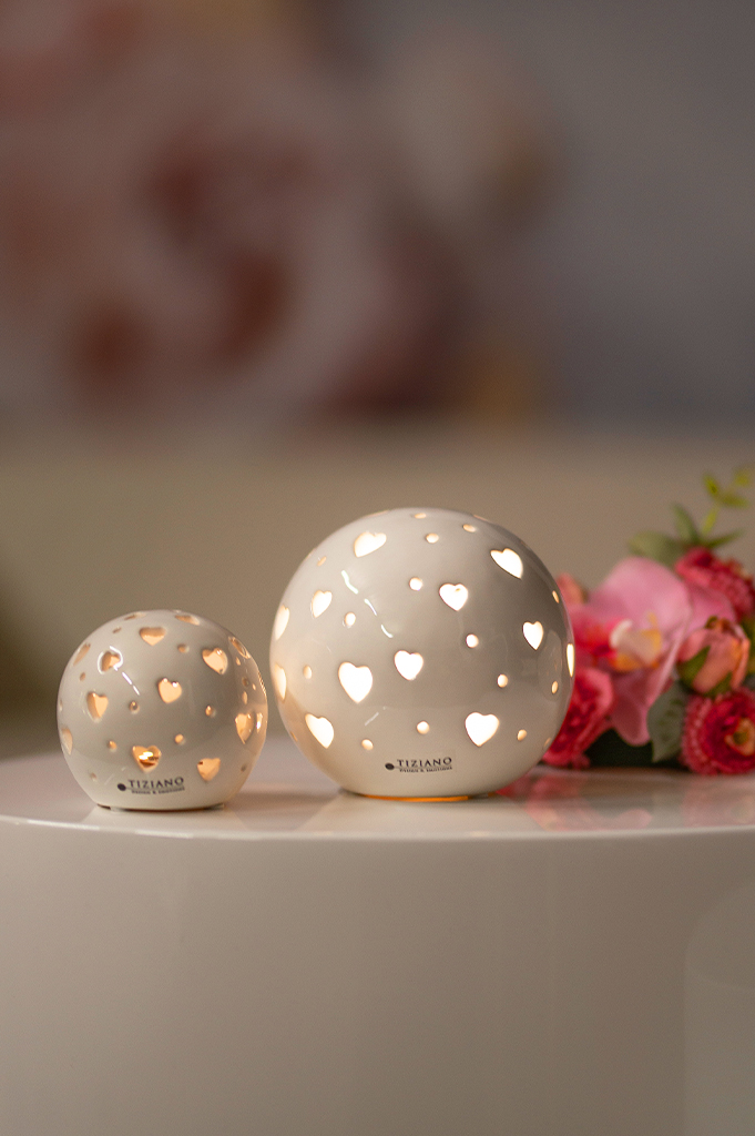 Lichtkugel Padova Herz 12cm LED creme