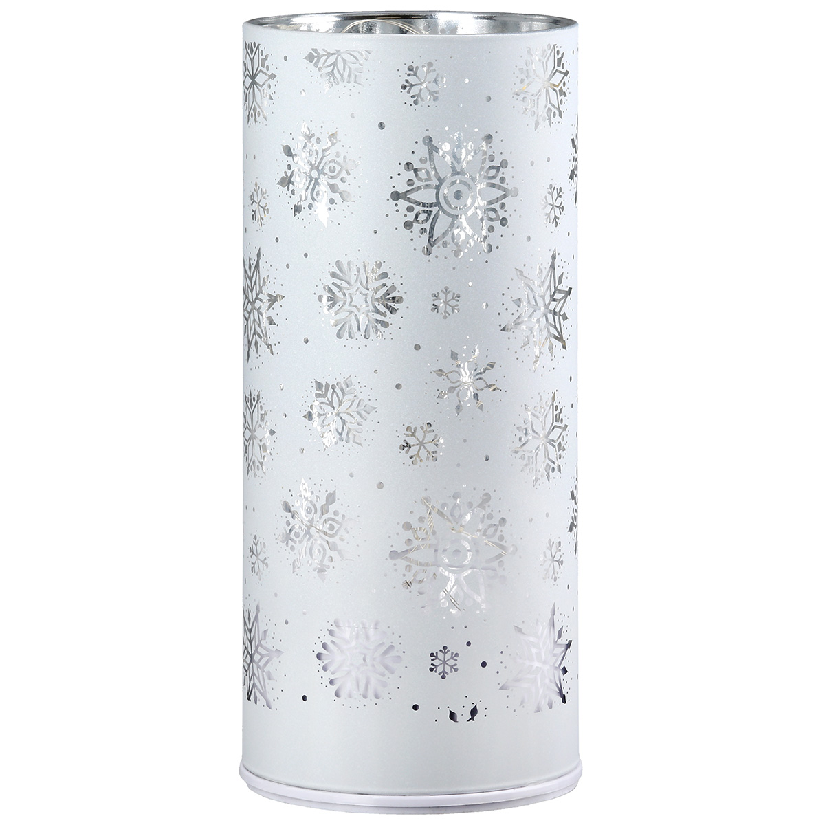 Glas Windlicht Lumira Schneeflocke weiß 20,5cm Weihnachtsdeko, Laterne, Schneeflocken, Metallisch?, Silber