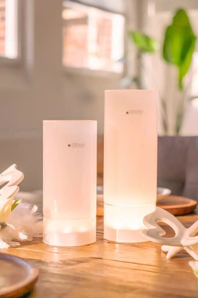 Glasvase Tanalo LED satiniert 20cm
