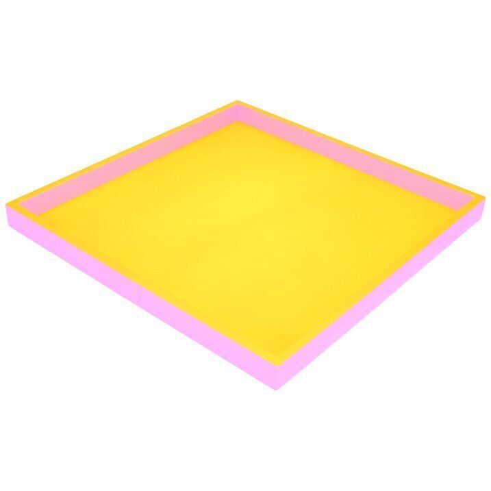 Deko Tablett Neo zweifarbig quadratisch gelb/rosa