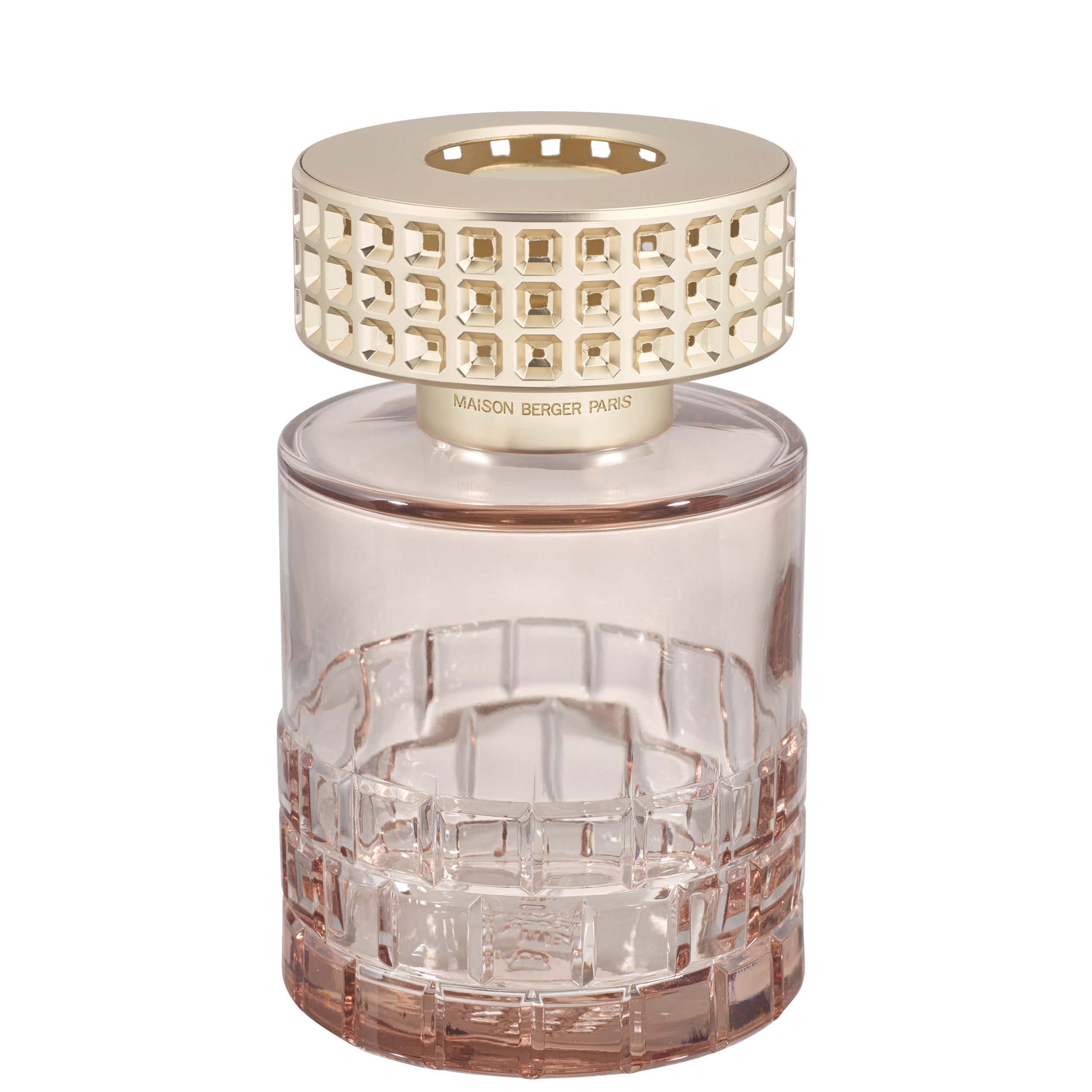 parfumflasche, glaskaraffe, rosa farbe, goldener deckel, musterschnitt
