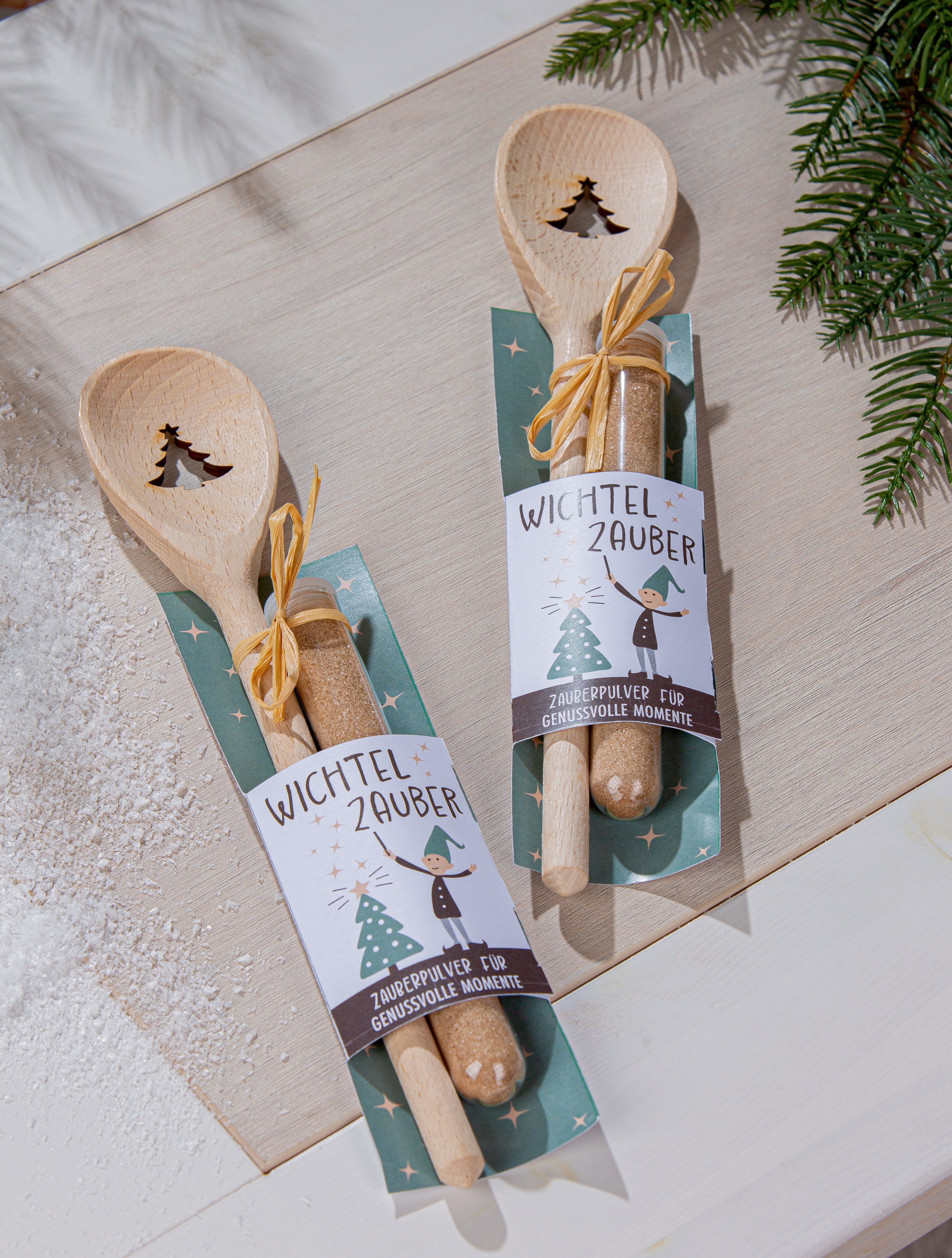 Kochlöffel Nils Tannenbaummotiv Holz Holz, Spatel, Zuckerstange, Zucker, Weihnachtszauber