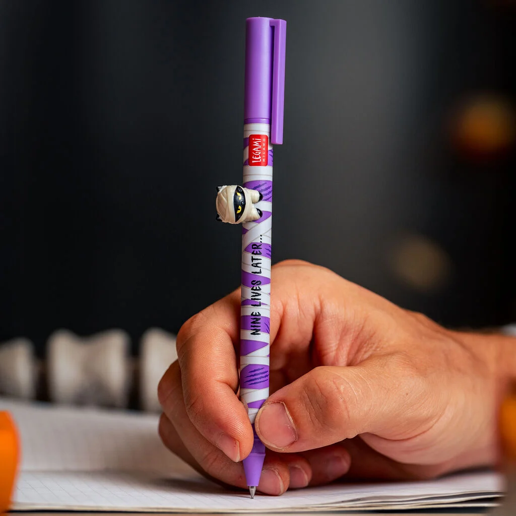 Set mit 2 Gelstiften mit Deko-Figur - Lovely Friends - Spooky Party Kuli, Stift, Marker, Lila, Zierde