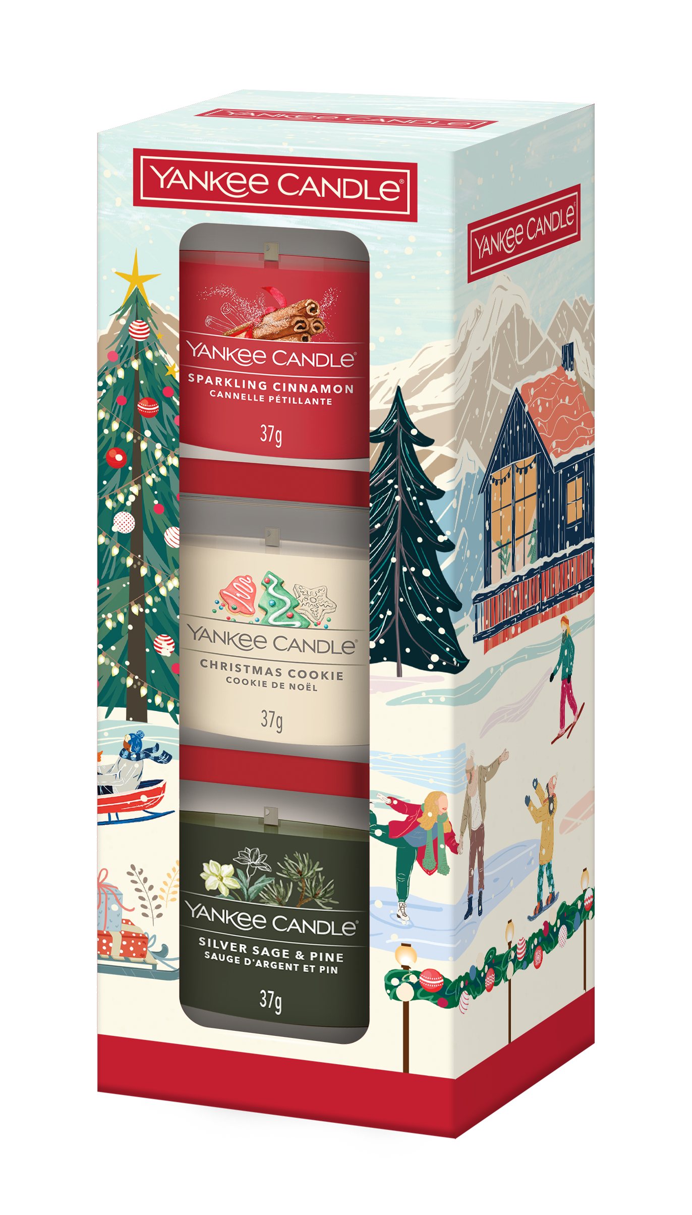 3 Glasvotivkerzen à 37g Geschenkset Christmas Classics