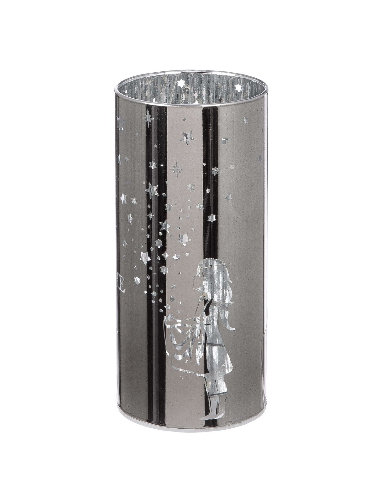 Windlicht Sternenmädchen silber LED Glas 15cm Windlicht Sternenmädchen silber LED Glas 15cm