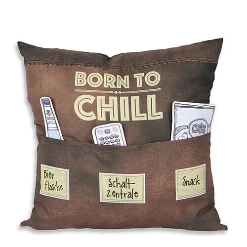 Männerkissen Born to Chill mit 3 Einstecktaschen