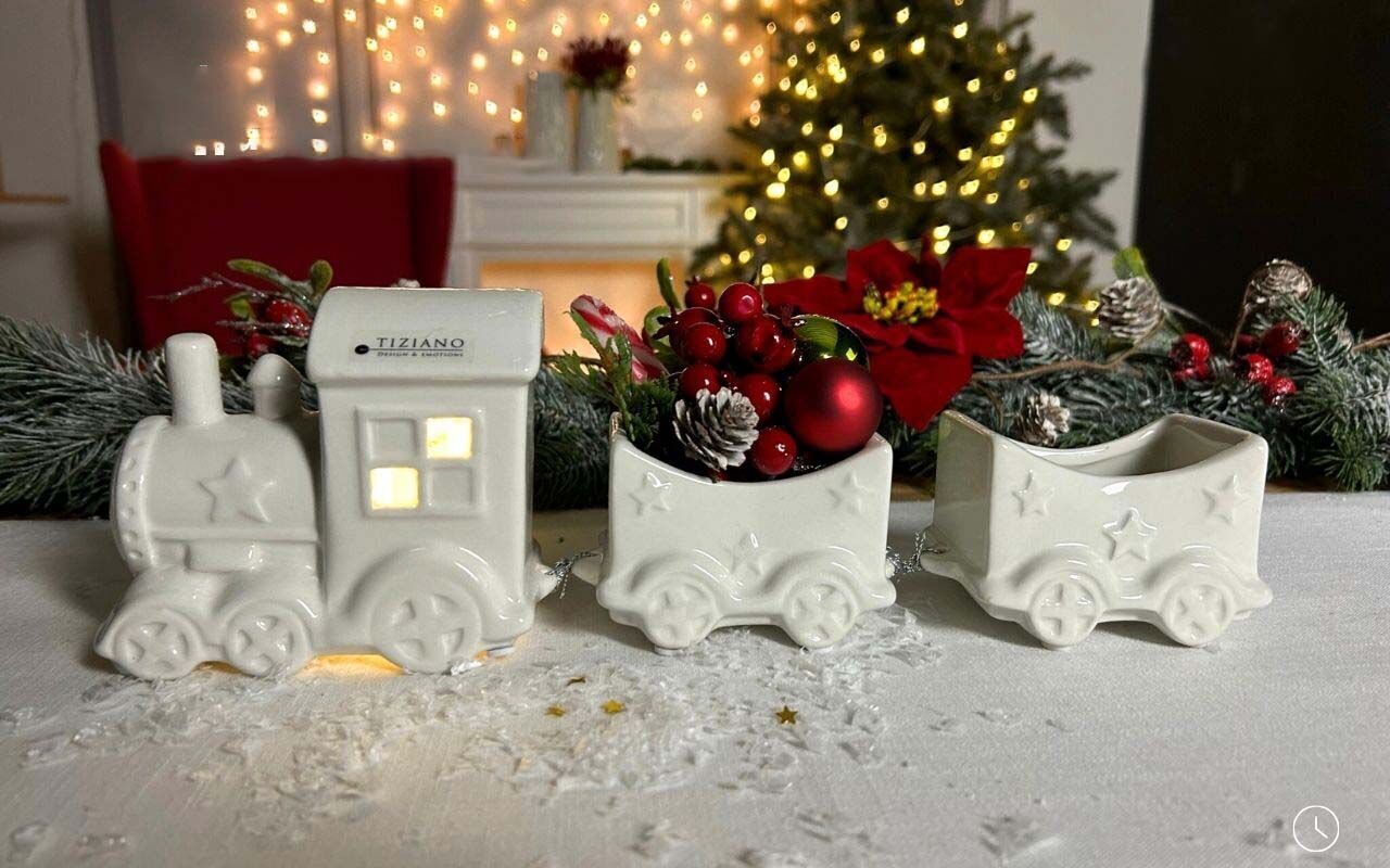 Deko Zug Lukas 3tlg LED cremeweiß Weihnachten, Weihnachtsdekorationen, Festival, Rad, Weihnachtsbaum