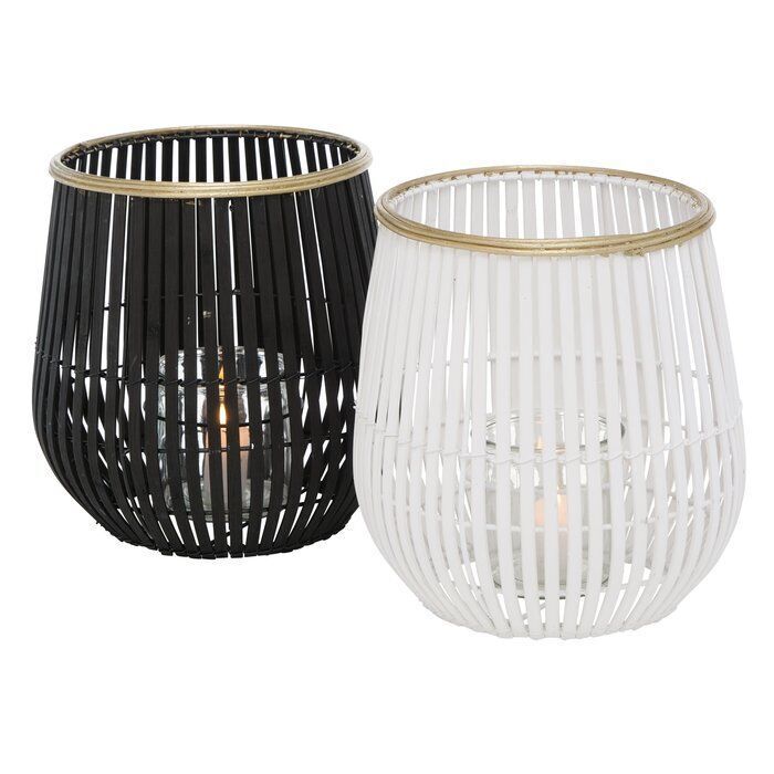 Windlicht Karunya schwarz Bambus 27cm