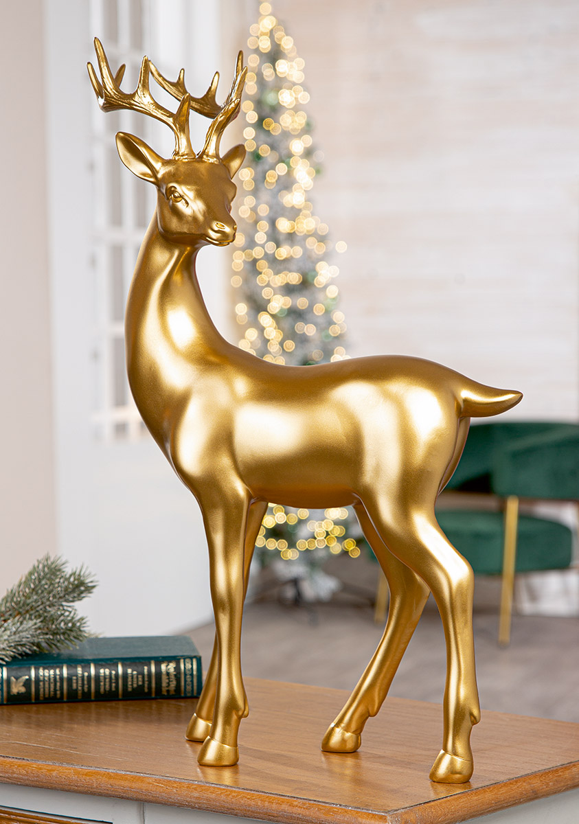 Dekofigur Hirsch James 55cm gold Dekofigur, Rentier, Gold, Weihnachtsdekoration, Skulptur