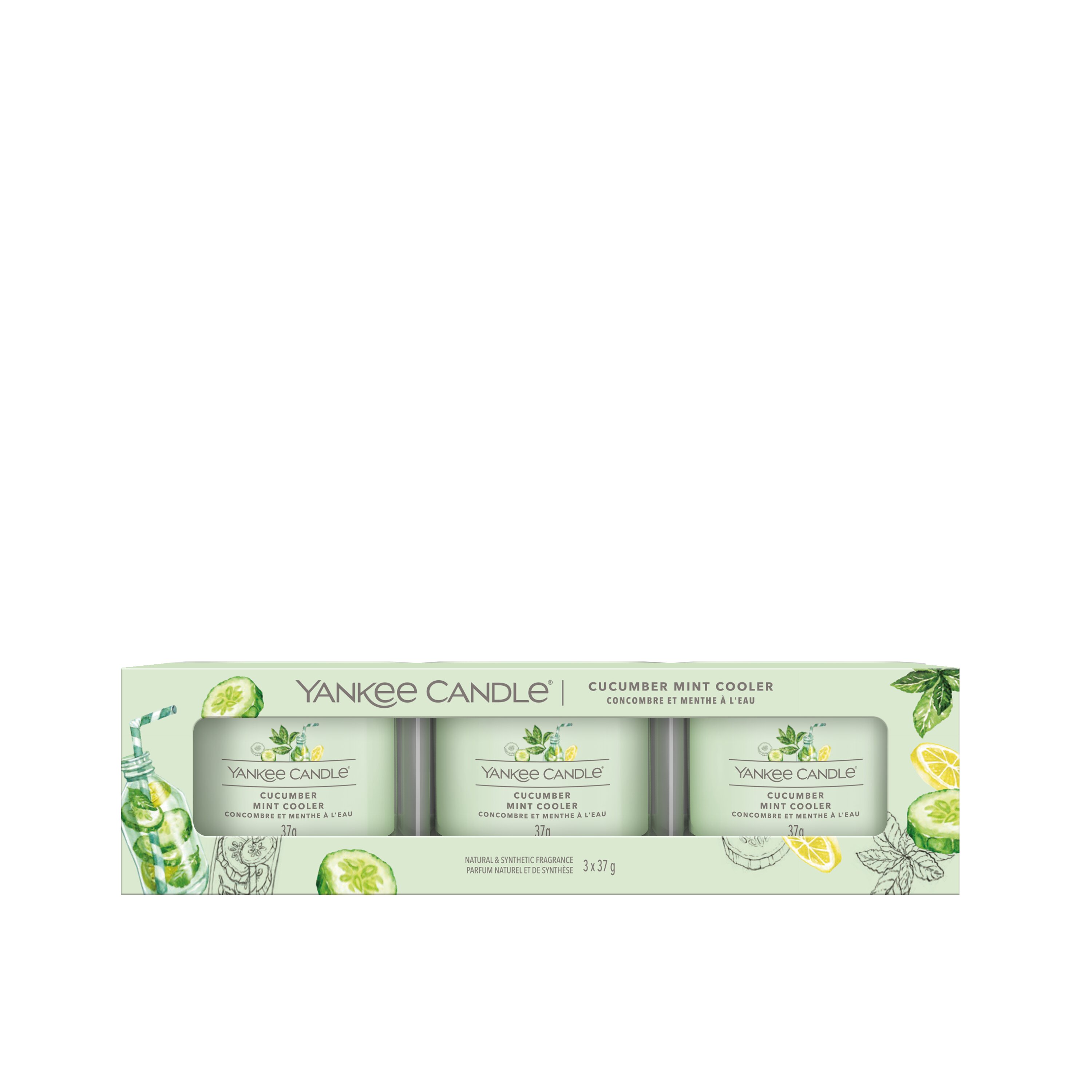 Cucumber Mint Cooler 37g Glasvotivkerze 3er Pack