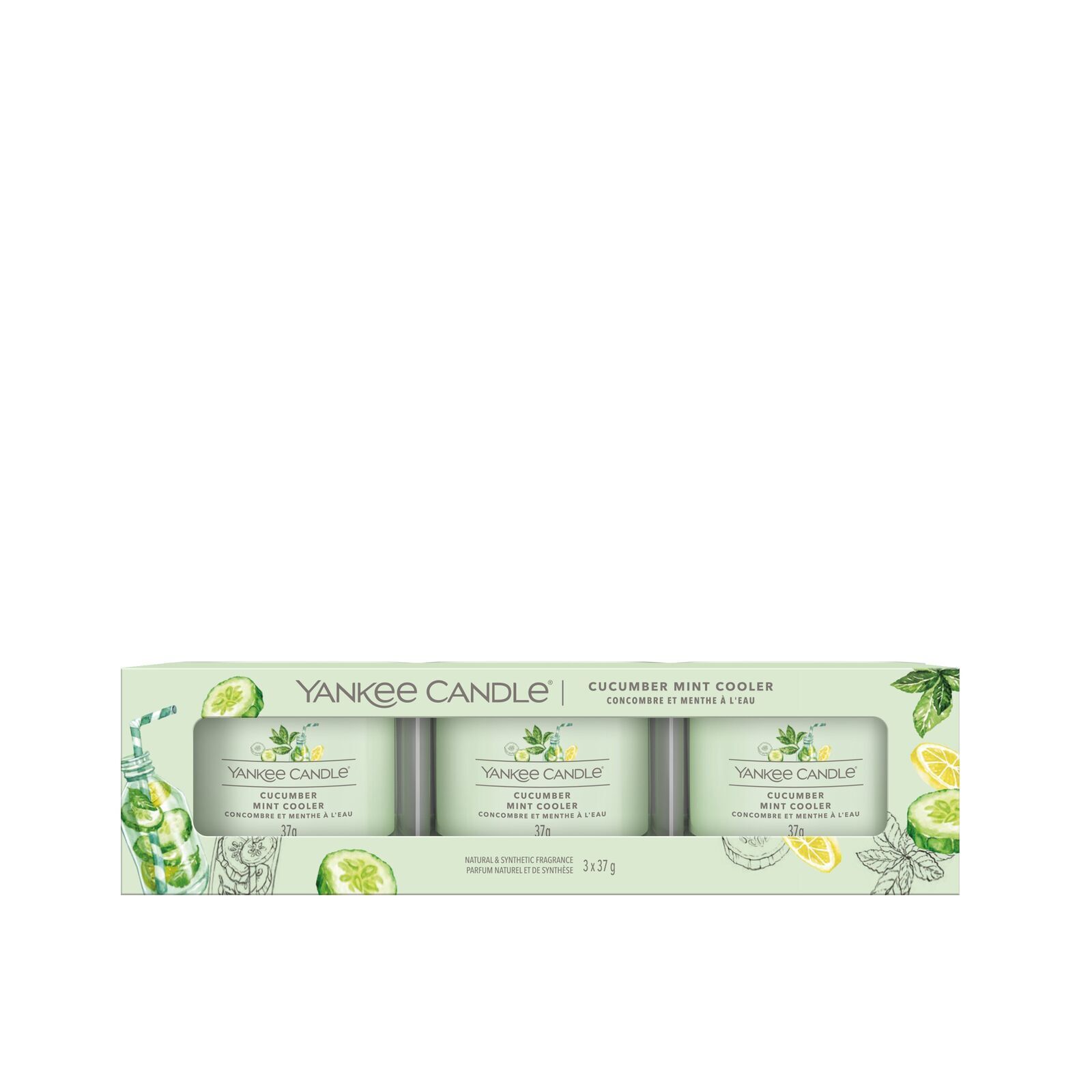 Signature-Filled-Votive_3-Pack_Cucumber-Mint-Cooler1 Cucumber Mint Cooler 37g Glasvotivkerze 3er Pack