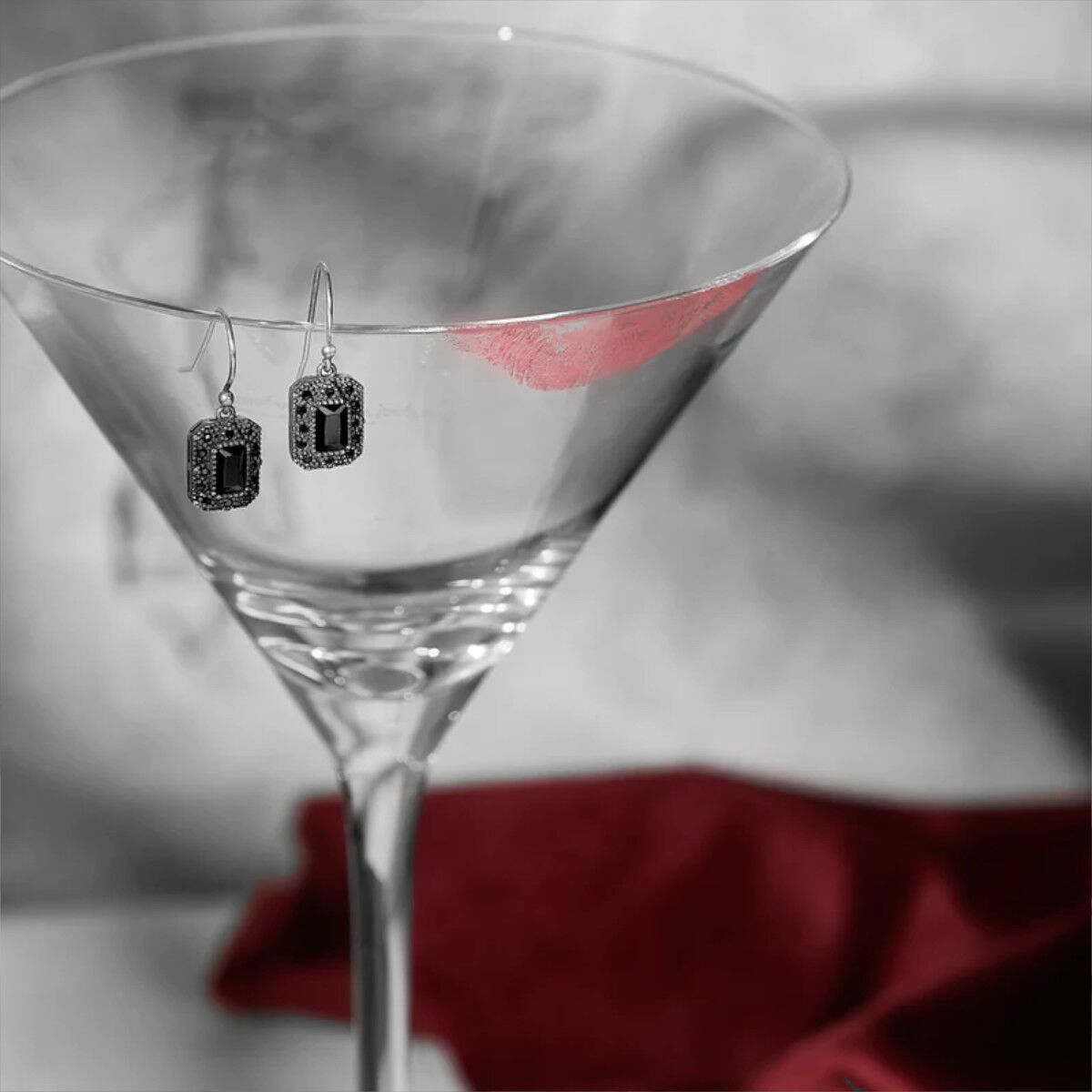 Rose Noir (Ohrringe) 400g Alkohol, Getränk, Cocktail, Glas, Martini