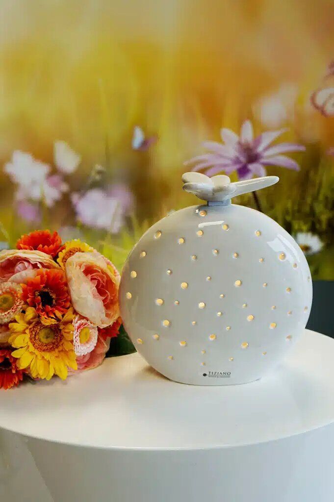 Lichtkugel Mendini mit Libelly 13,5cm LED cremeweiß