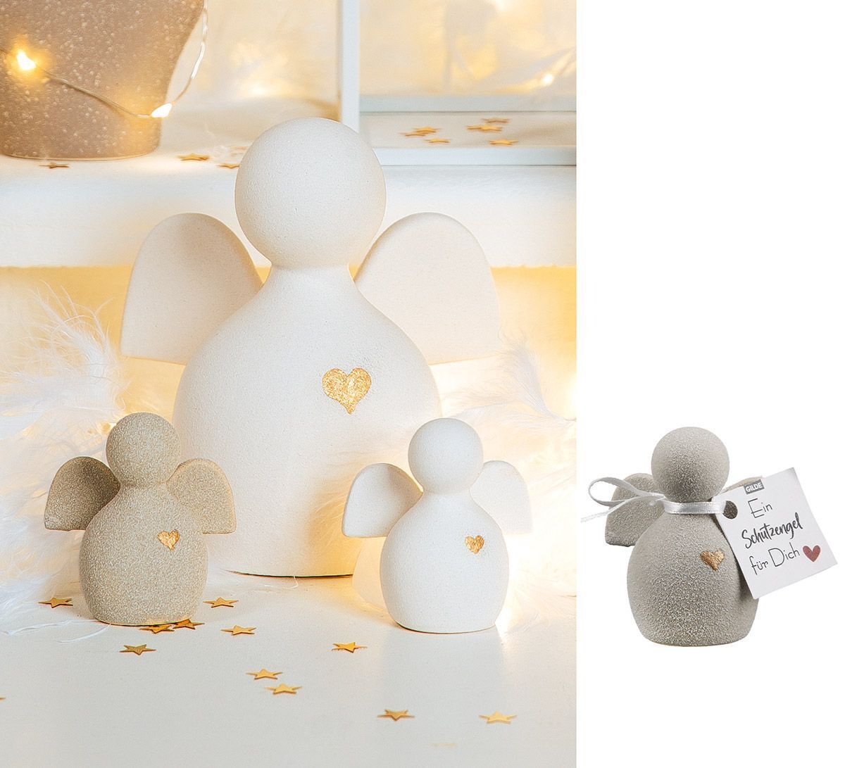 Figur Engel Heart 6cm Botschaft Schutzengel grau