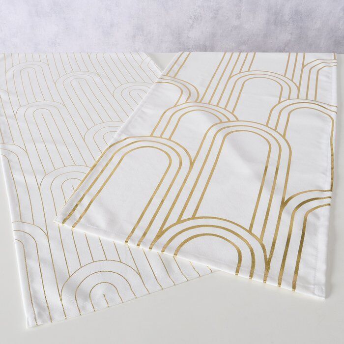 Tischläufer Bogan weiß/gold Design 2