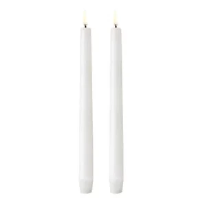 Piffany LED Spitzkerzen Nordic White, glatt, 2er-Set, 2,3x25cm Talgedeckte Kerzen, Stumpenkerzen, weiß, lang, zwei kerzen