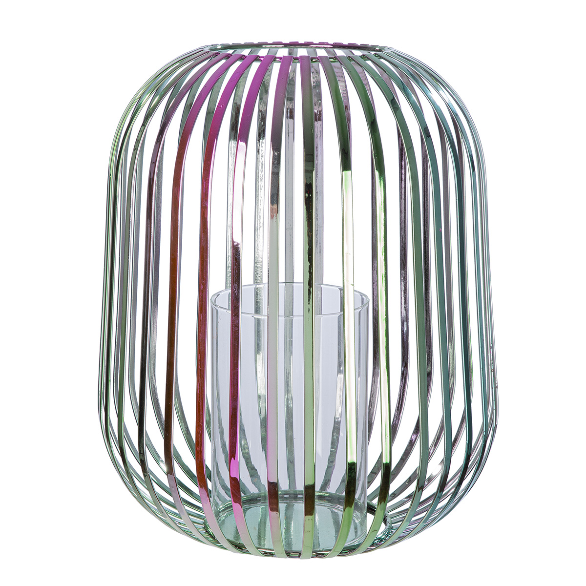 Windlicht Rainbow 30cm Käfig, Laterne, Glas, Metall, Farben