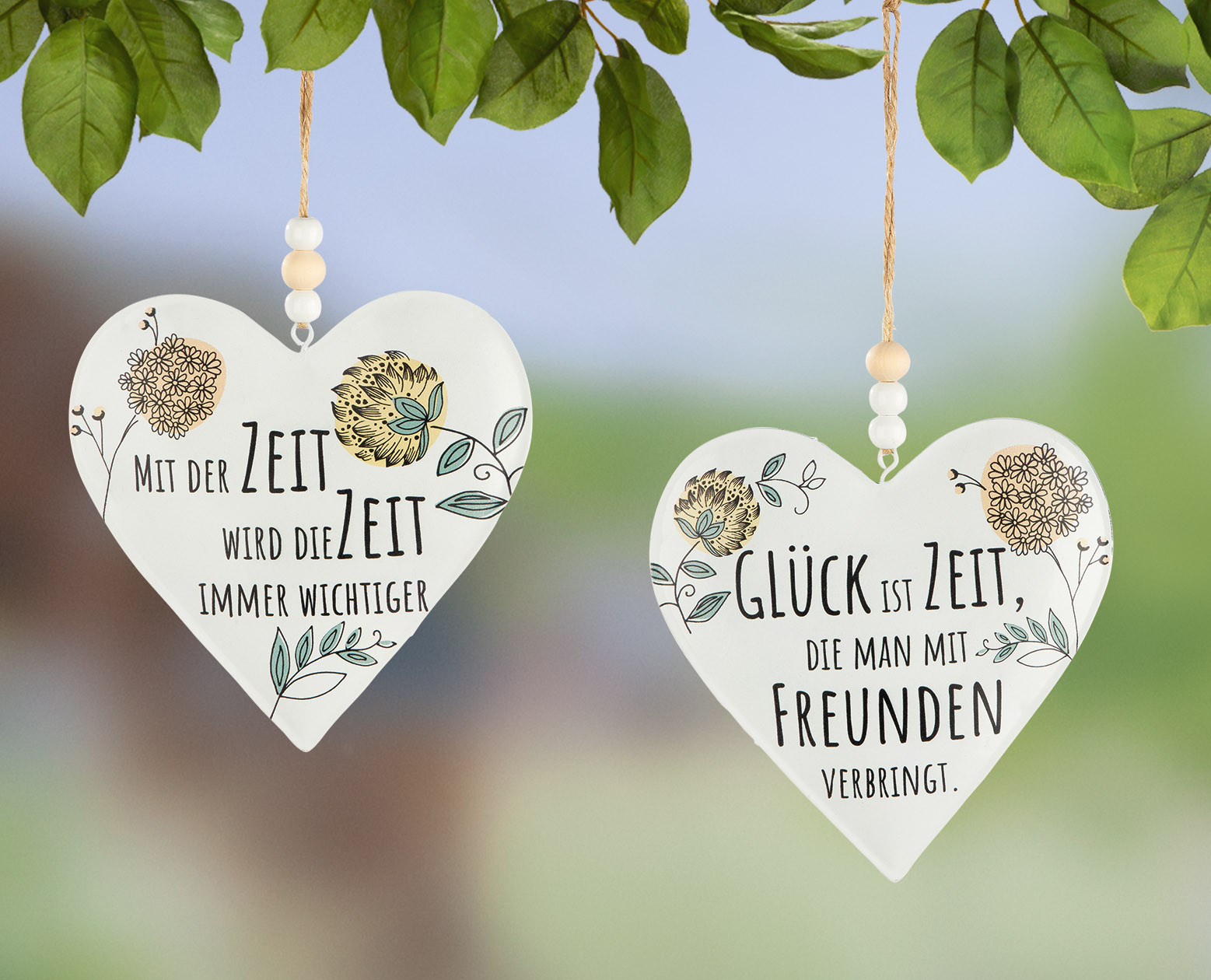 Deko Hänger Herz Bauerngarten 2 Stück