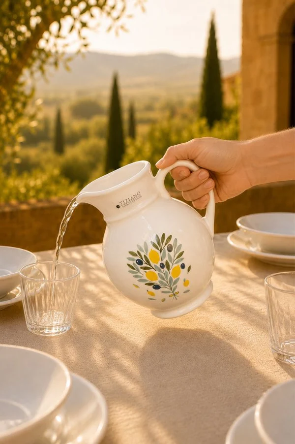 Krug Oleana 22cm cremeweiß Kaffeekanne, Kanne, Porzellan, Blumenmuster, Gießkanne
