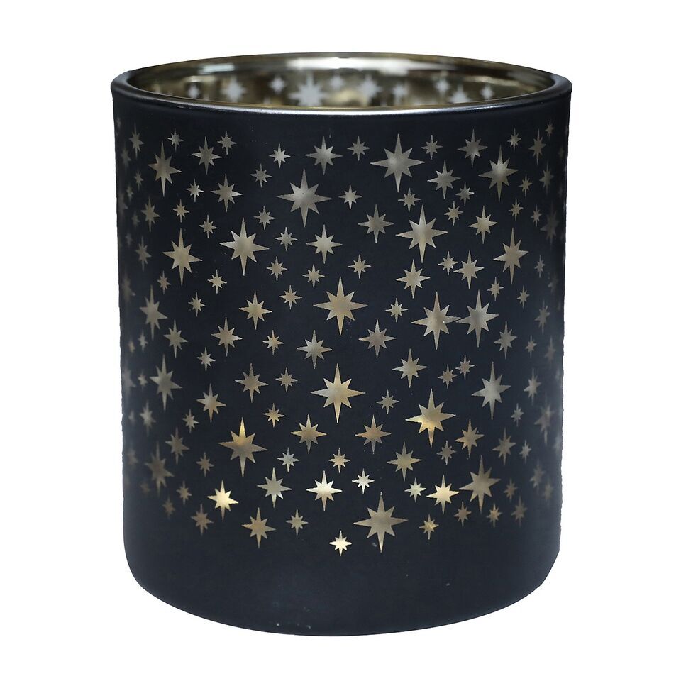 Windlicht Stars schwarz 13cm