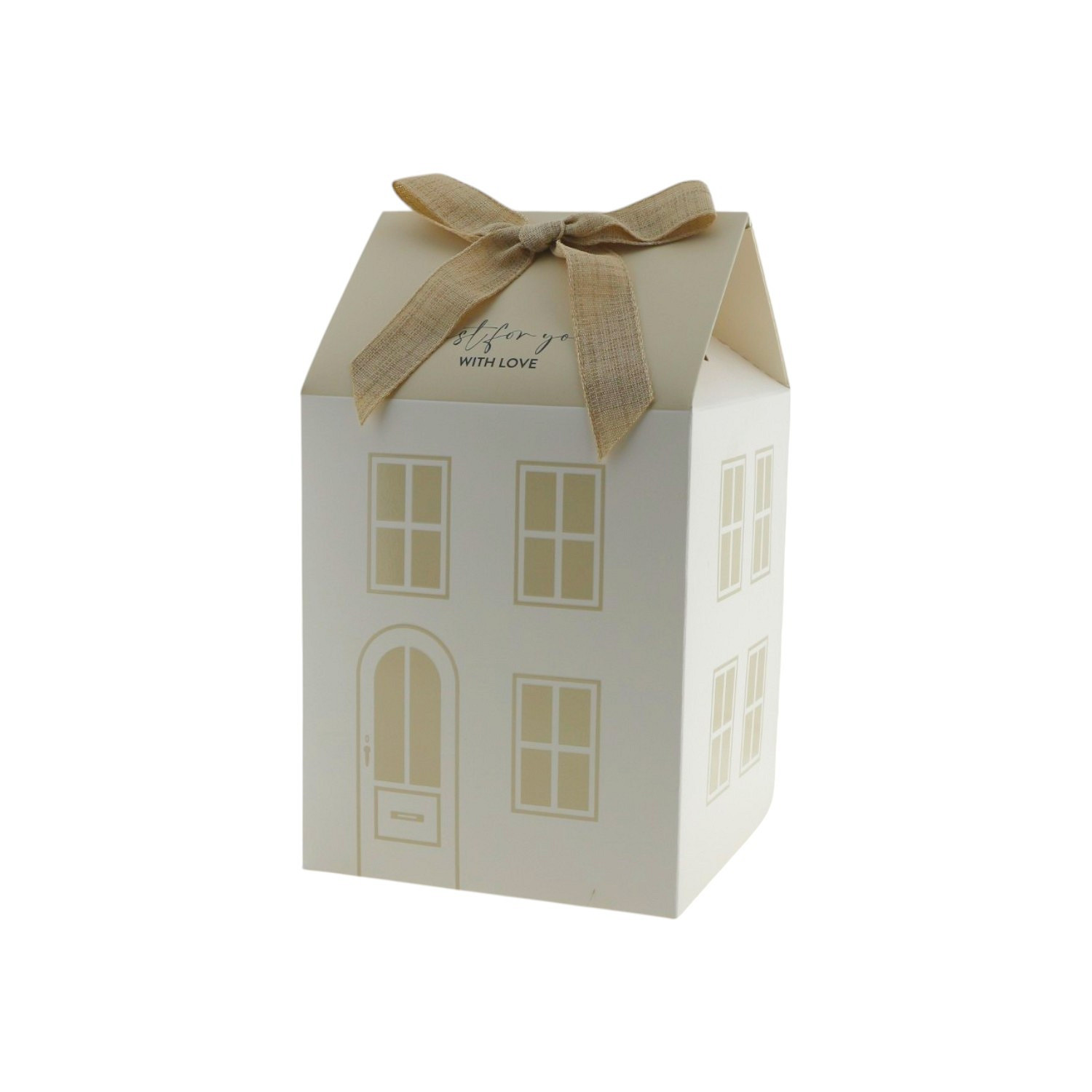 House Nordic M Geschenkverpackung Geschenkbox, Hausförmige Box, Dekorationsbox, Beige Schleife, Pappkartonbox