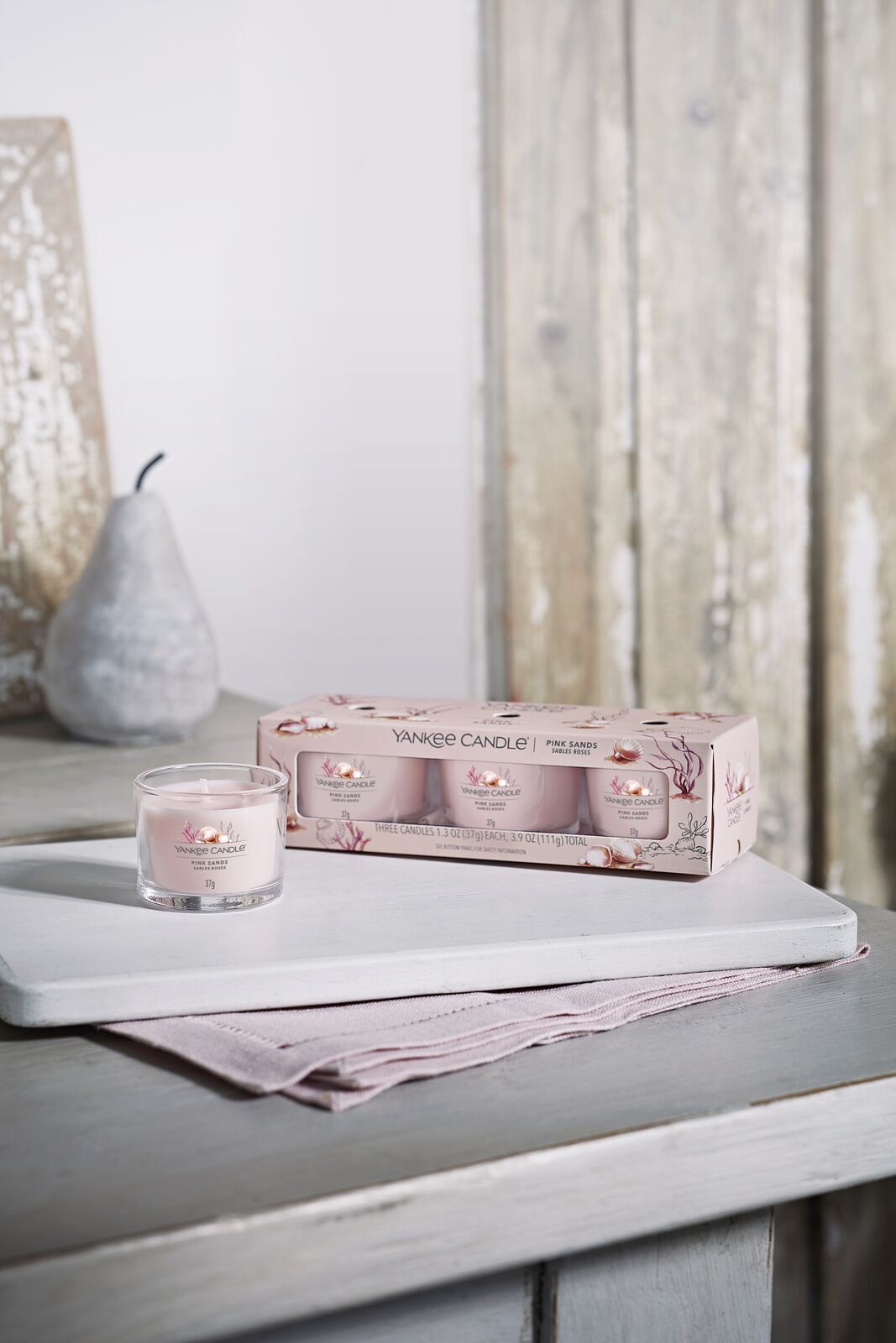 Pink Sands 37g Glasvotivkerze 3er Pack