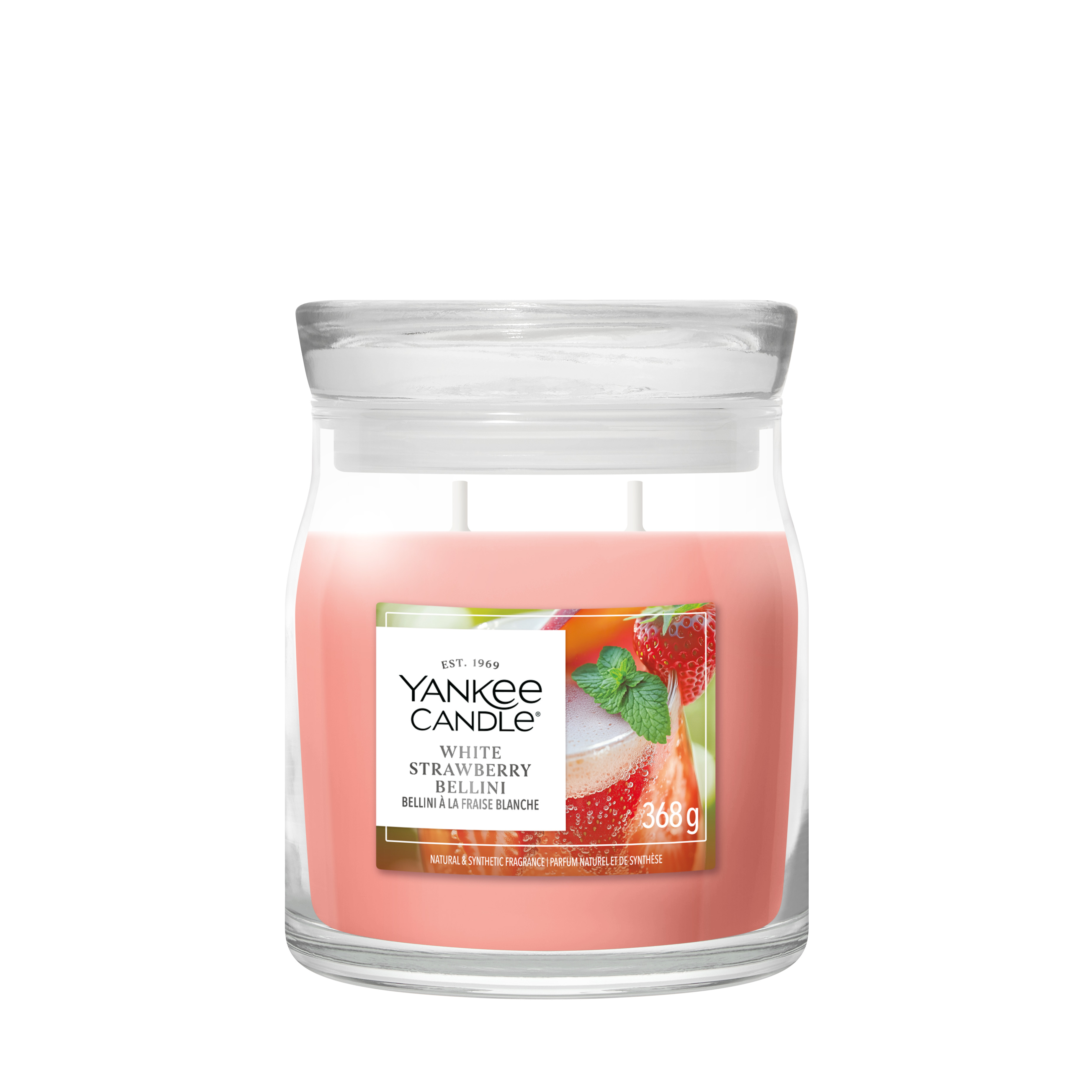 White Strawberry Bellini Signature Medium Jar 368g 2-Docht