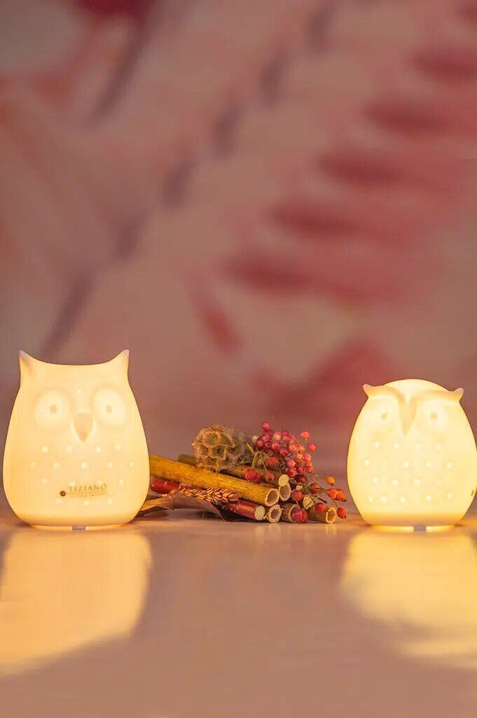 Eule Arida hoch LED 9cm cremeweiß