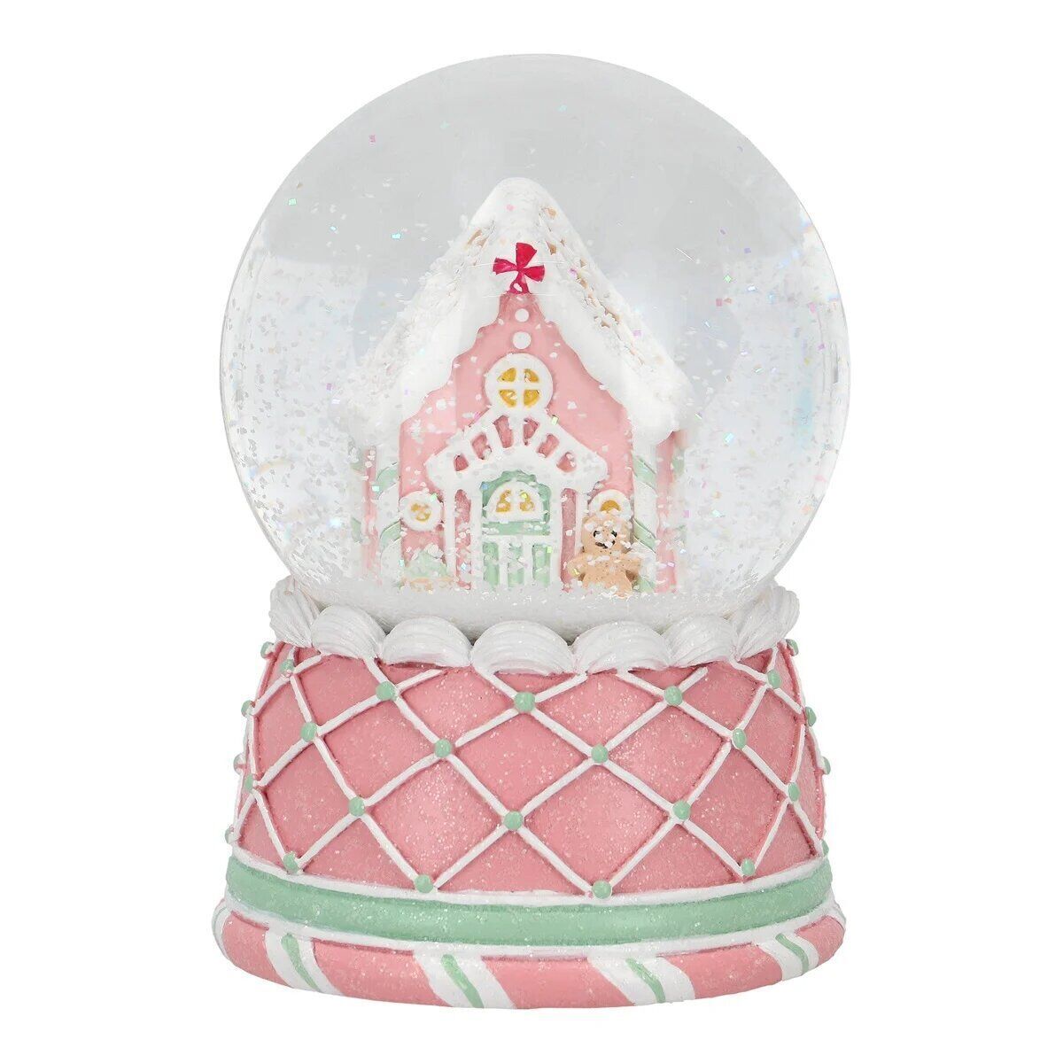 Schneekugel Gingerbread House rosa Geburtstagstorte, Sahne, Nachtisch, Essen, Süßigkeiten