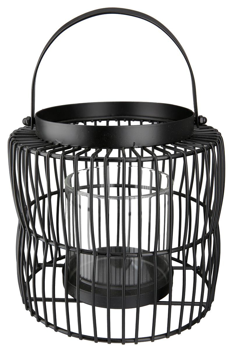 Windlicht Stage Metall schwarz 23cm Lampe