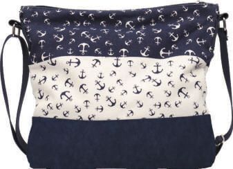Umhängetasche 005 (Navy-White kleine Anker)