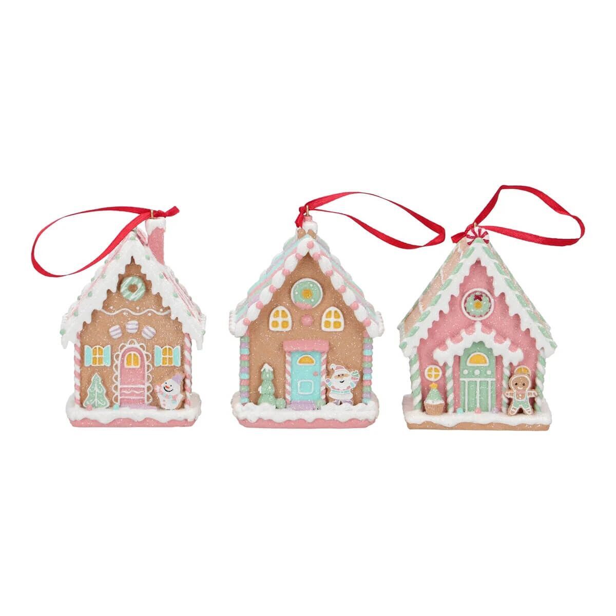 Mini Gingerbread House 3er Set pastell Essen, Süßigkeiten, Plätzchen