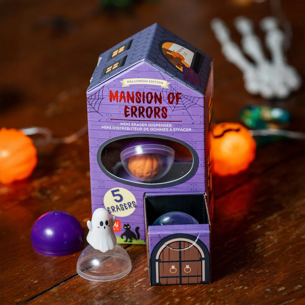 Mini-Aufbewahrung, Spitzerspender, Halloween-Edition, Mansion of Errors, Radiergummis-Set