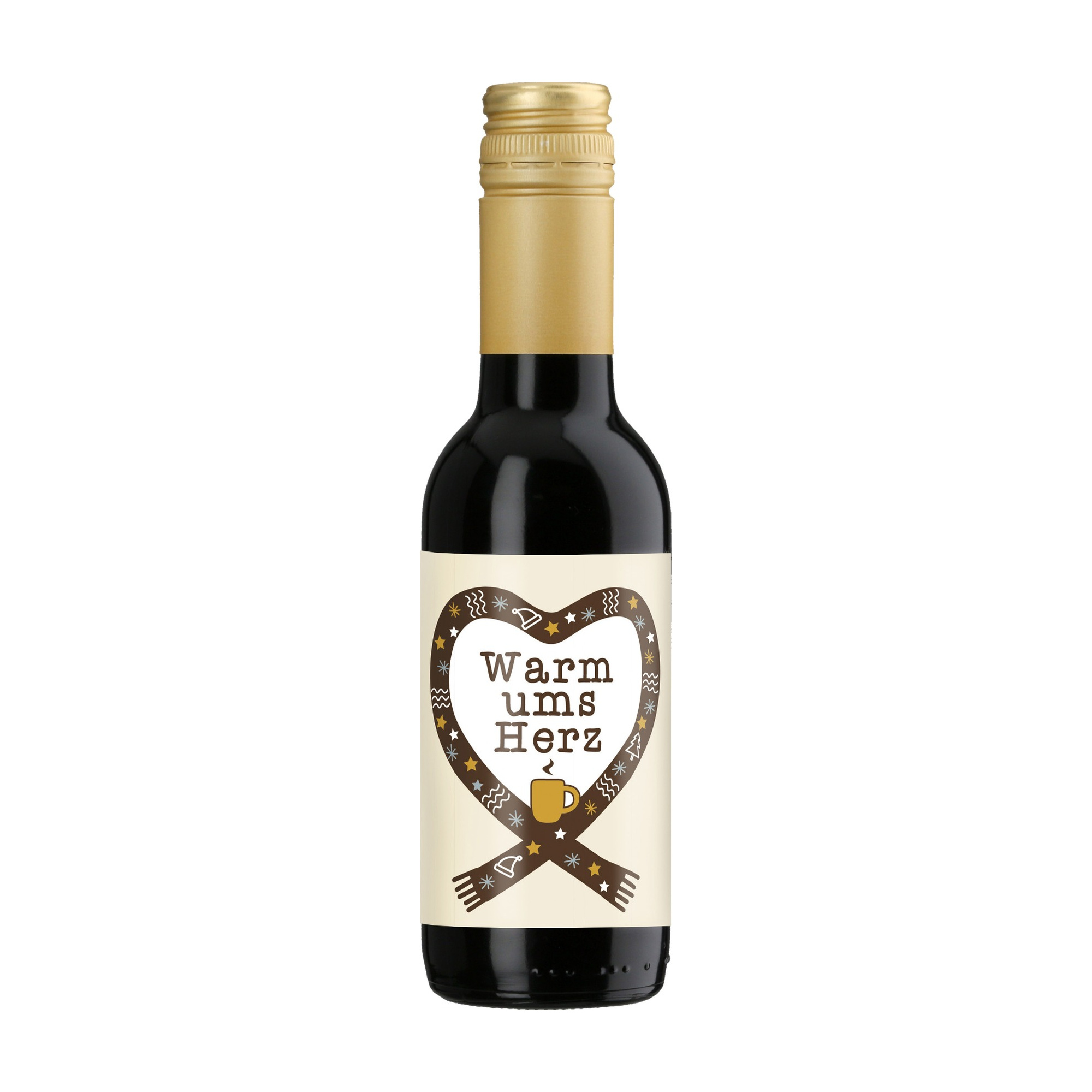 wein, mini-flasche, glänzend, braun, label-warumst