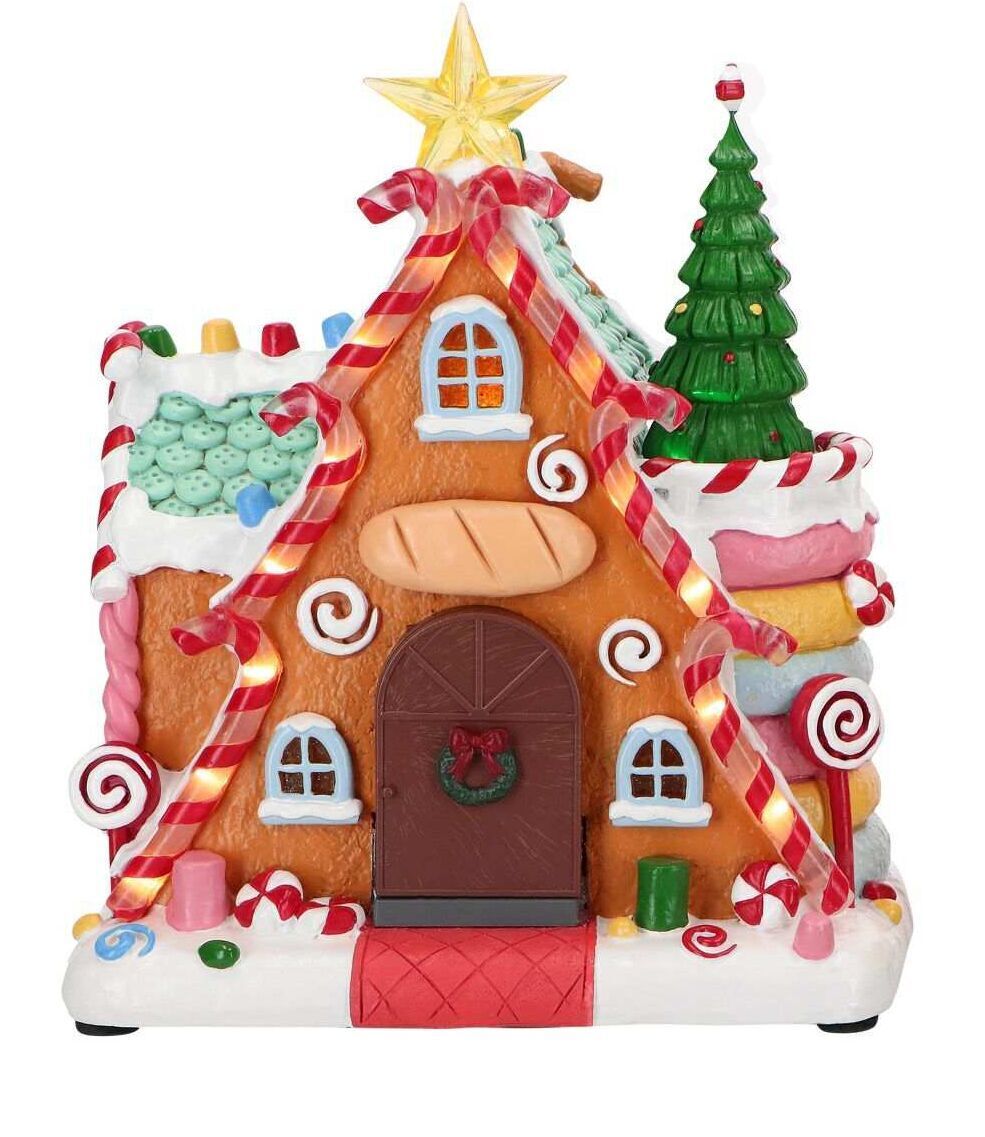 Gingerbread Candy House LED animiert 21cm Variante 1 Essen, Süßigkeiten, Geburtstagstorte, Nachtisch, Plätzchen