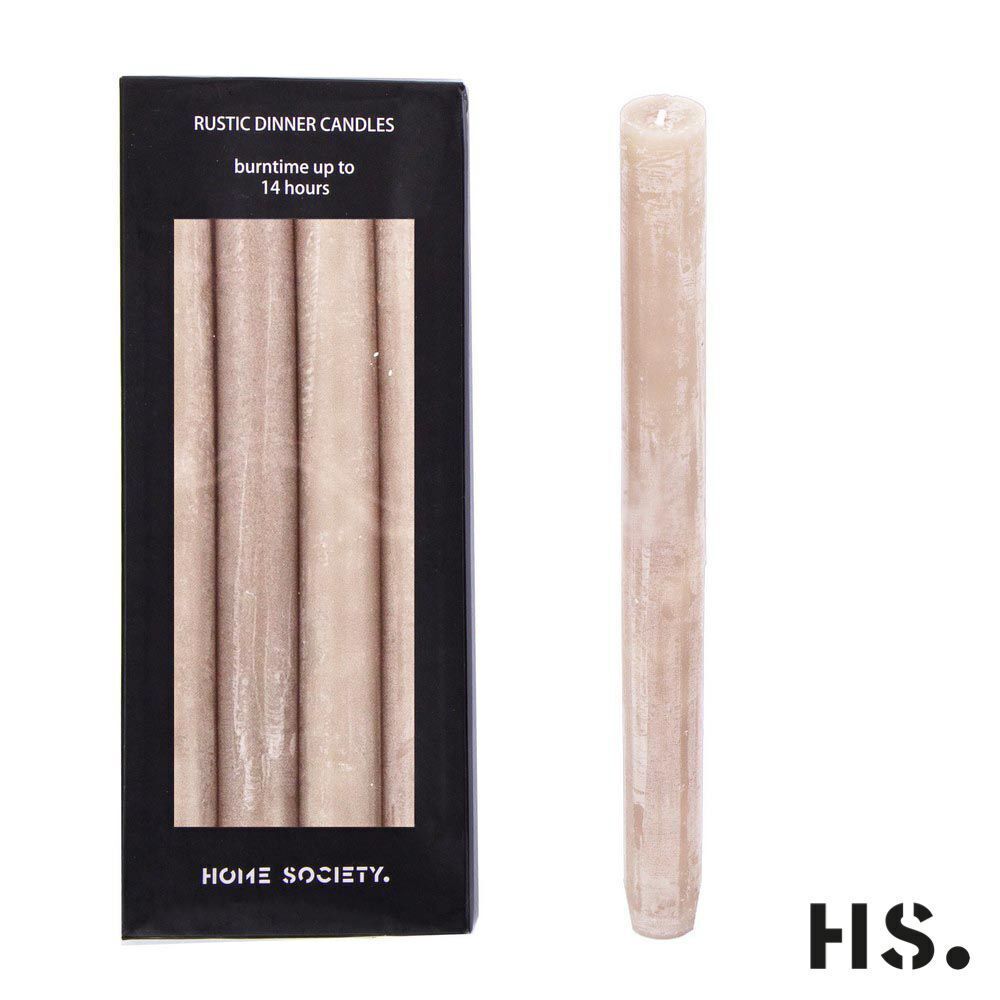 Rustic Dinner Candle L braun 4 Stück