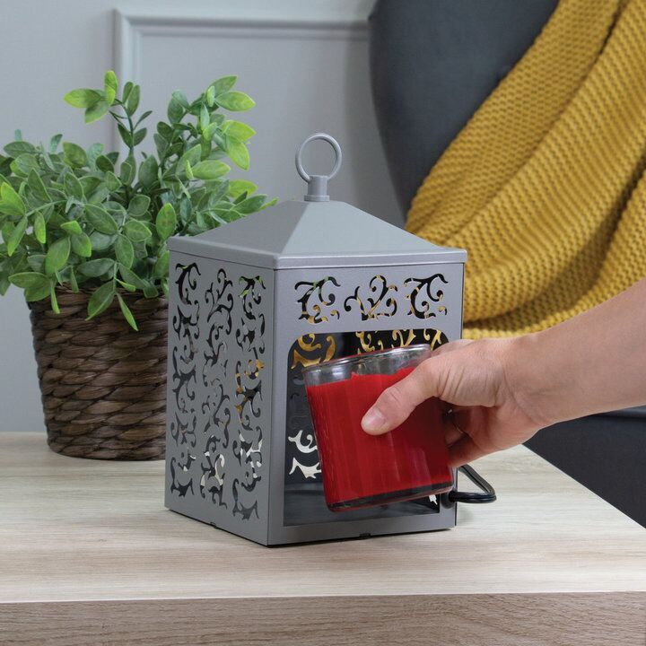 Cottage Laterne Kerzenwärmer grau