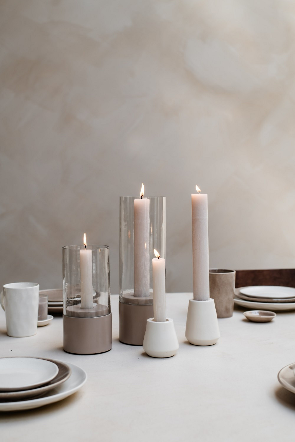 Windlicht Mindy S Taupe Kerzen, Tischdeko, Teelichter, Votivkerzen, Vasenlampen
