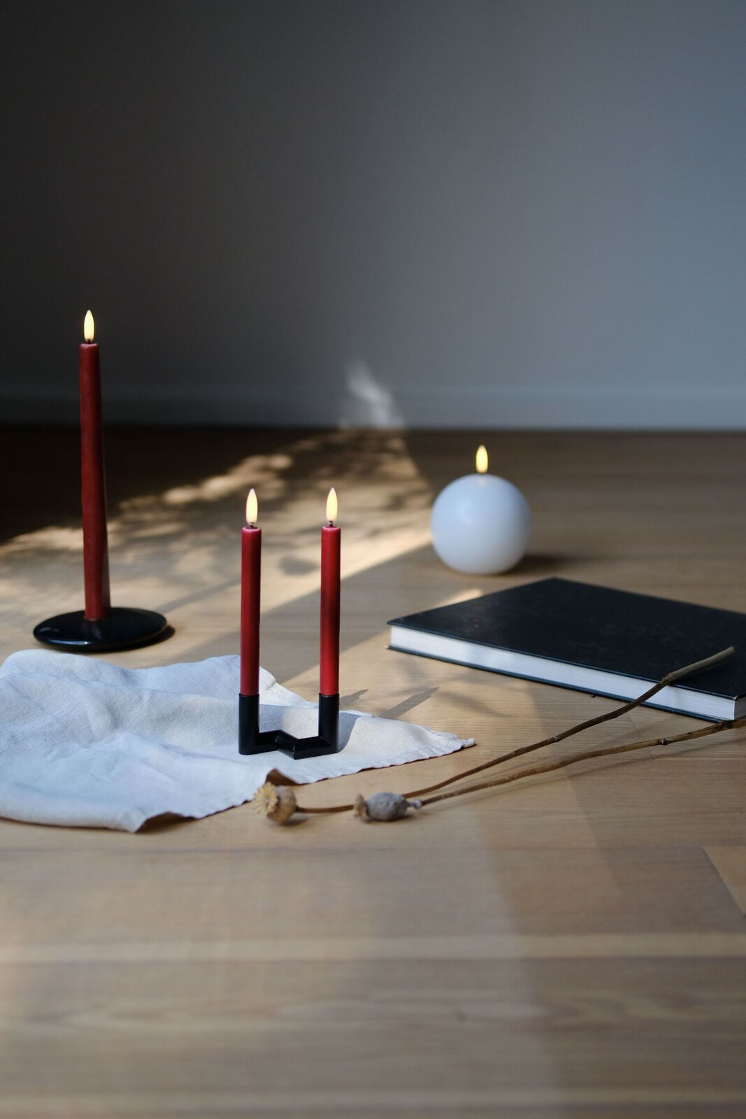 Uyuni LED Tafelkerze 25cm Carmine Red 2 Stück